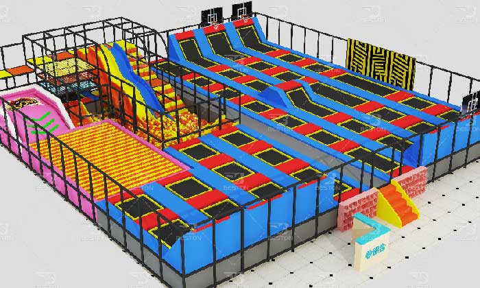 Trampoline park equipment for indoor use