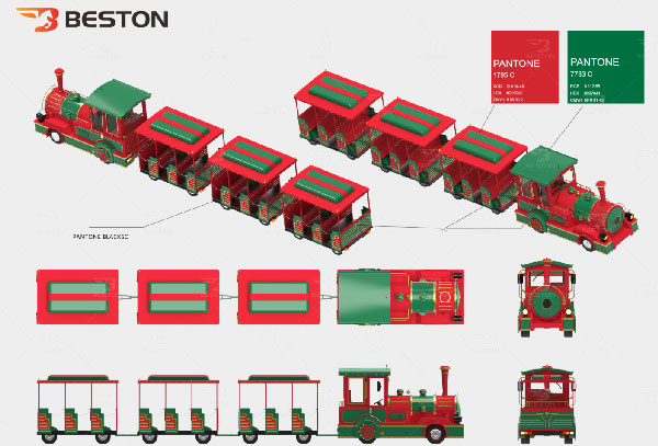Red and green trackless train design
